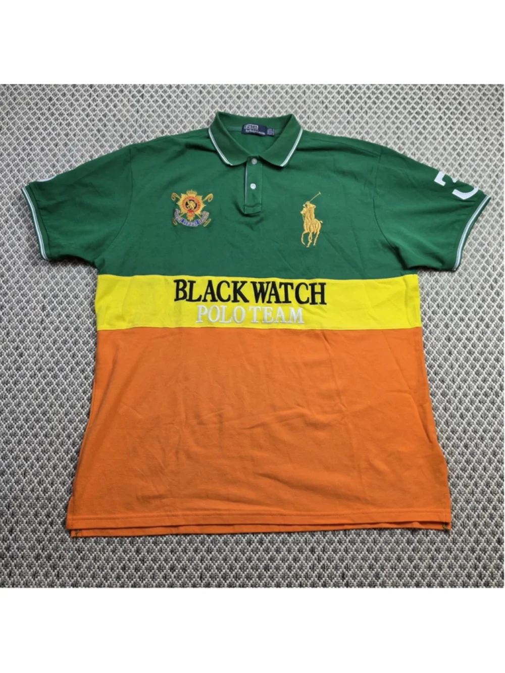Polo Ralph Lauren Black Watch Polo Team Mens 5XL Big Pony Colorblock Shirt